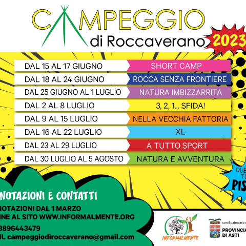 Calendario 2023 - Campeggio di Roccaverano