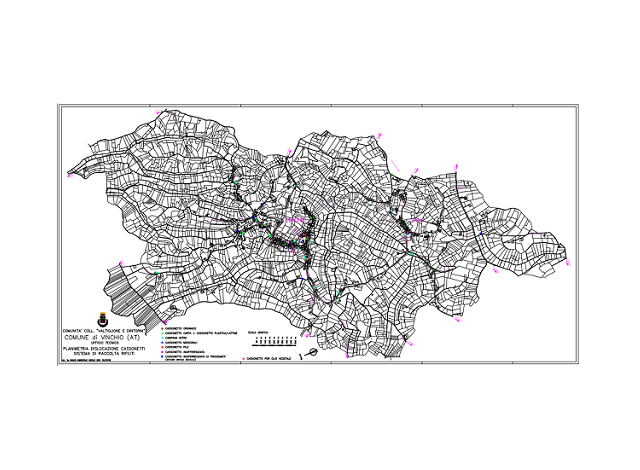 Dislocazione cassonetti dei rifiuti a Vinchio (mappa)
