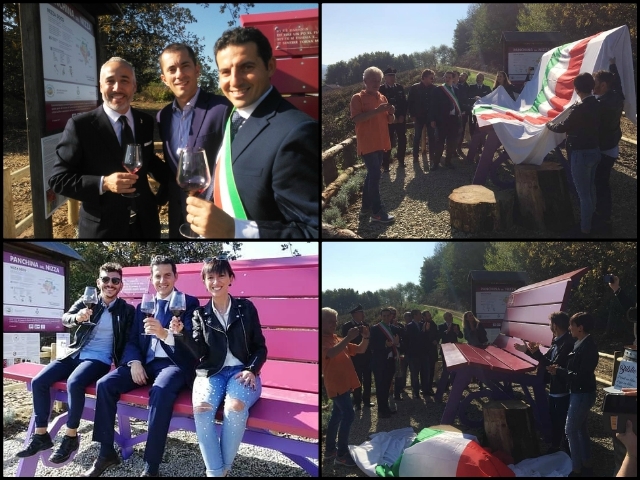 Inaugurata la Big Bench a Castelnuovo Belbo, la "Panchina del Nizza"