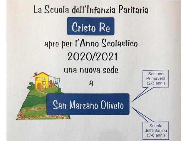 A San Marzano Oliveto una nuova Scuola dell'Infanzia