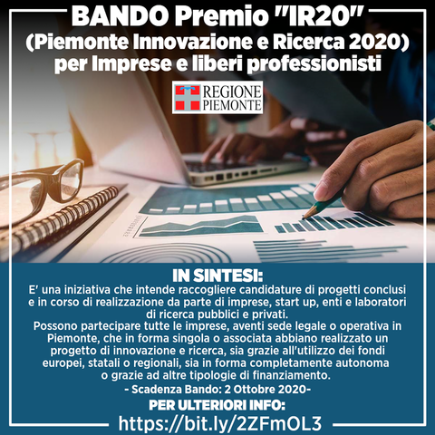 Bando Premio "IR20" Piemonte Innovazione e Ricerca 2020