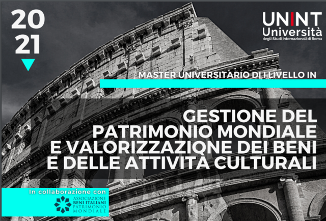 Università: master di I livello in "Gestione del patrimonio mondiale e valorizzazione dei beni e delle attività culturali"