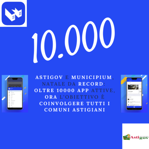 Astigov e Municipium, Natale da record: oltre 10000 app attive, ora l'obiettivo è coinvolgere tutti i Comuni astigiani