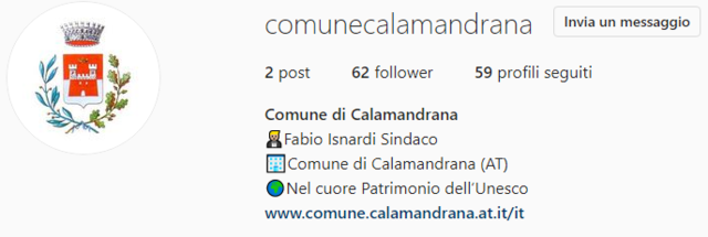 Il Comune di Calamandrana sbarca su Instagram